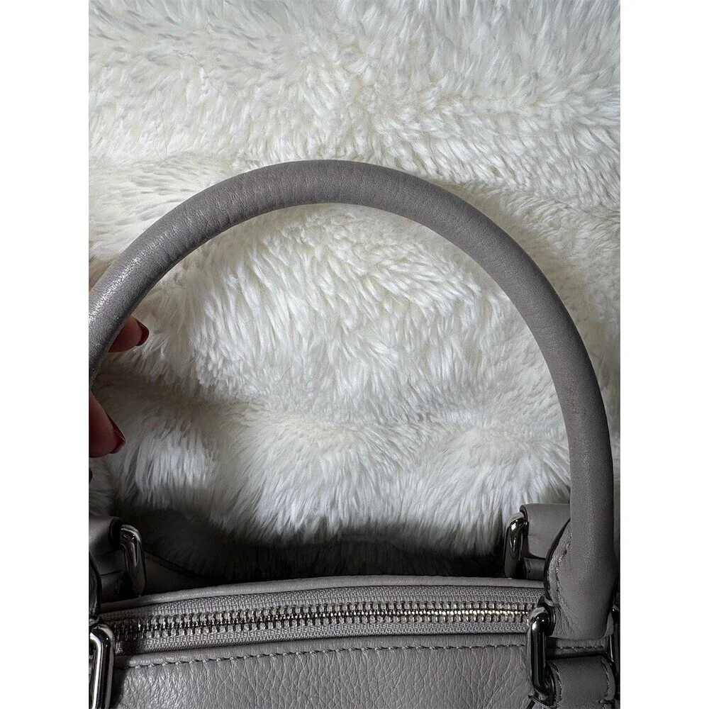 Michael Kors Satchel Shoulder Bag Womens Medium Gray Pebbled Leather MK